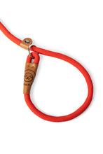 Load image into Gallery viewer, Dog slip leash in 12mm red rope with leather features