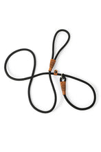 Load image into Gallery viewer, Dog slip leash in 8mm black rope with leather features