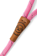 Load image into Gallery viewer, Rope dog leash in pink with metal clip and leather features