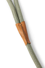 Load image into Gallery viewer, Dog leash in 12mm gum leaf green rope with metal clip and leather features