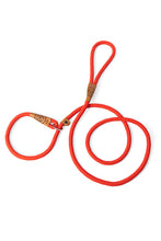 Load image into Gallery viewer, Dog slip leash in 12mm red rope with leather features