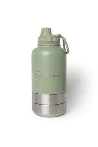 Dog Water Bottle With Bowls - Gumleaf Green