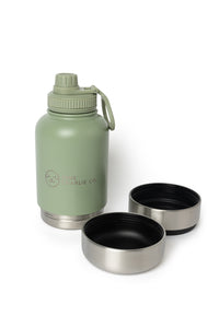 Dog Water Bottle With Bowls - Gumleaf Green