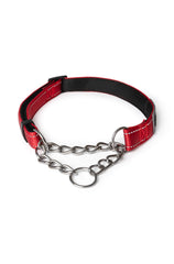 Velvet Red Martingale Collar - Chain
