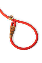 Load image into Gallery viewer, Dog slip leash in 12mm red rope with leather features
