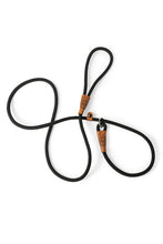 Load image into Gallery viewer, Dog slip leash in 8mm black rope with leather features
