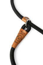 Load image into Gallery viewer, Dog slip leash in 8mm black rope with leather features
