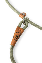 Load image into Gallery viewer, Dog slip leash in 8mm gum leaf green rope with leather features
