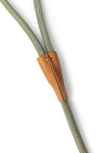 Dog slip leash in 8mm gum leaf green rope with leather features
