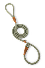 Load image into Gallery viewer, Dog slip leash in 12mm gum leaf green rope with leather features
