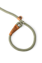 Load image into Gallery viewer, Dog slip leash in 12mm gum leaf green rope with leather features
