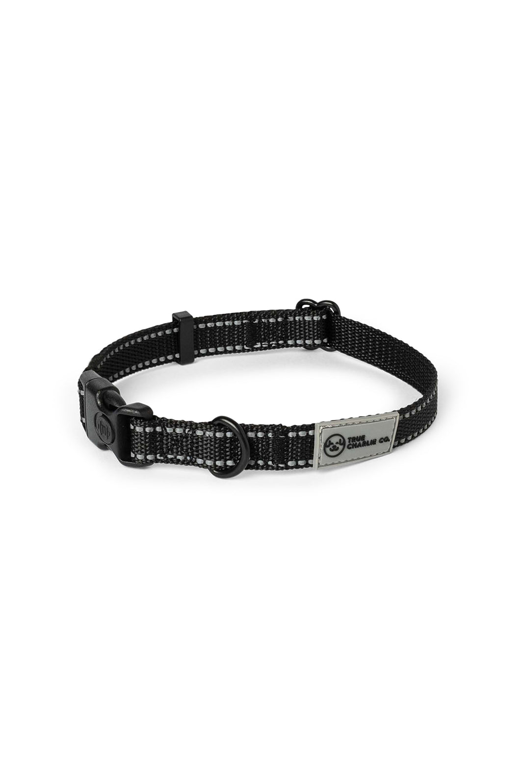 Black nylon dog collar with plastic clip