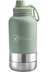 Dog Water Bottle With Bowls - Gumleaf Green