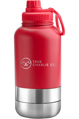 Dog Water Bottle With Bowls - Velvet Red